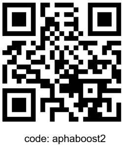 QR code for 2024 Keep It Moving Challenge. Code: aphaboost2