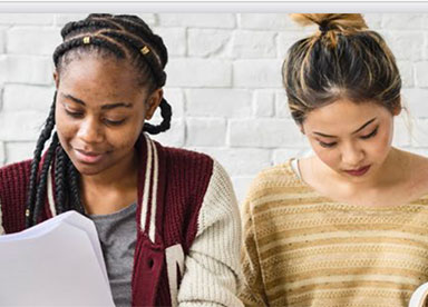 teen girls studying