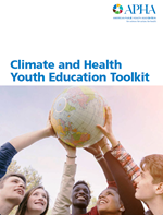 Climate and Health Youth Education Toolkit cover, with a photo of young people holding up a globe