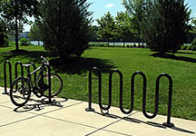 Bike racks by a park