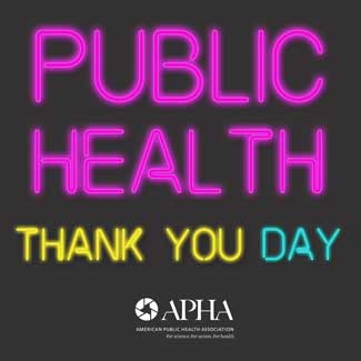 Public Health Thank You Day in neon pink, yellow and green letters