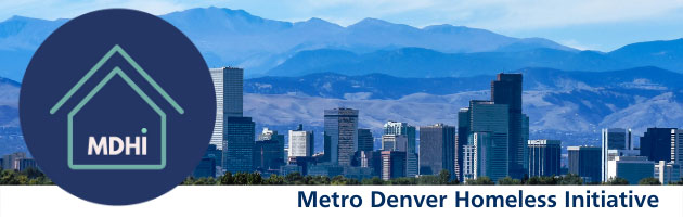 Metro Denver Homeless Initiative logo and Denver skyline