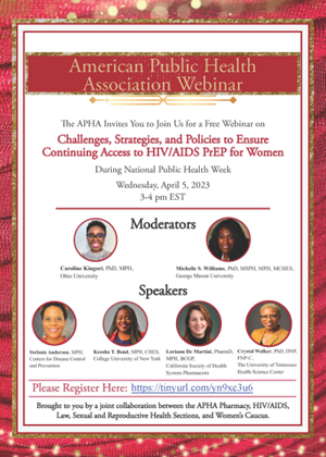 Webinar Flyer: Challenges, Strategies and Policies to Ensure Continuing Access to HIV/AIDS PrEP for Women
