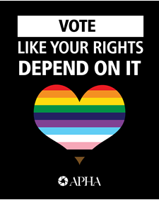 Vote Like Your Rights Depend On It Social Media Shareable with LGBTQIA Heart